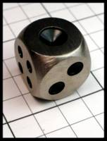 Dice : Dice - Metal Dice - Eastern Configuration Brushed Silver Colored with Black Pips D6  - JA Collection Apr 2024